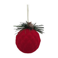 Classic Christmas Flock Diamond Ornament, Red