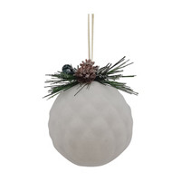 Classic Christmas Flock Diamond Ornament, White