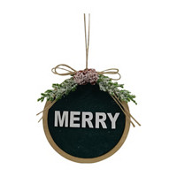 Classic Christmas 'Merry' Velvet Ornament