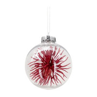 Clear Christmas Ornament with Red Glitter Spikes