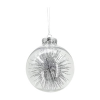 Clear Christmas Ornament with Silver Glitter Spikes