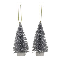 Decorative Christmas Tree Ornaments, Silver, 2 ct