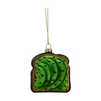 Decorative Christmas Avocado Toast Glass Ornament