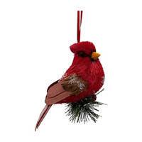 Cardinal Bird and Pine Christmas Ornament