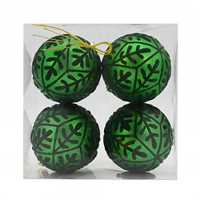 Christmas Velvet Green Ornaments, 4 Pack