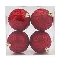 Christmas Velvet Red Ornaments, 4 Pack