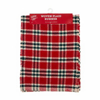 Holiday Style Woven Plaid Table Runner