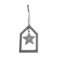 Decorative Frame Ornament with a Star, Silver