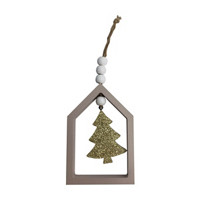 Decorative Frame Ornament with a Christmas Tree, Golden