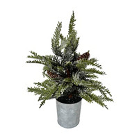 Christmas Flocked Tree with Pot, 14 in