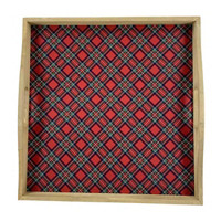 Christmas Pine Wood Plaid Printed Tray