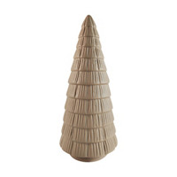 Decorative Ceramic Christmas Tree Décor, Tan, 10.5 in