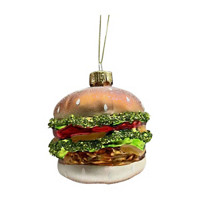 Christmas Cute Hamburger Glass Ornament