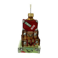 Christmas Decorative Suitcase Glass Ornament