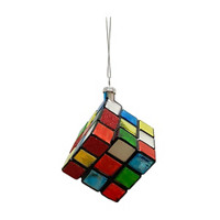 Rubik Cube Shaped Christmas Glass Ornament