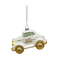 Christmas 'Just Married' Vehicle Glass Ornament