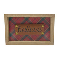 'Believe' Plaid Wooden Rectangular Table Decorative, 1 ct