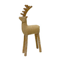 Christmas Decorative Wooden Carved Deer, 9 in