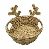 Christmas Decorative Deer Themed Woven Basket, 10 in