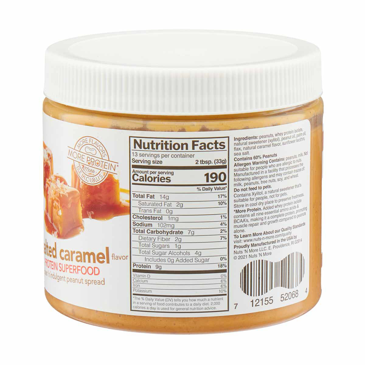 Nuts'n More Peanut Spread, Salted Caramel, 15 oz