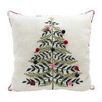 Christmas Tree Themed Pillow with Pom Pom