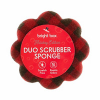 Bright Box Red Plaid Duo Scrubber Sponge