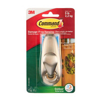 Command™ Outdoor Forever Classic Large Metal Hook, 1 Hook, 2 Strips/Pack