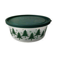 Christmas Green Tree Design Round Container with Lid