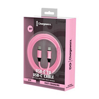 Chargeworx USB-C to USB-C Cable, 6 ft, 60 W, Pink