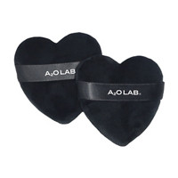 A2O Lab Velour Heart Shaped Makeup Puff, Black, 2 ct