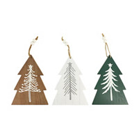 Wooden Tree Shaped Hanging Christmas Décor, 1 ct - Assorted