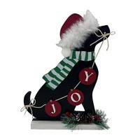 'Joy' Santa Hat Dog Table Decoration