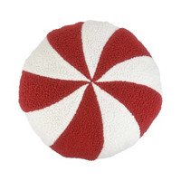 Christmas Peppermint Round Sherpa Pillow, 16 in