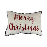 'Merry Christmas' Plaid Rectangular Reversible Pillow
