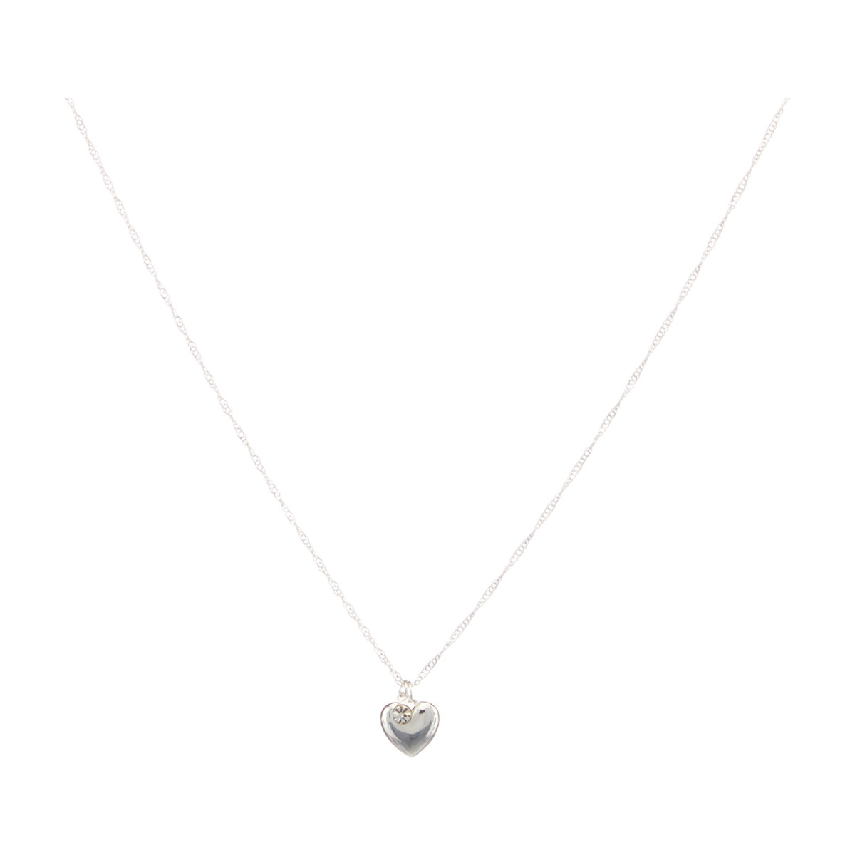 Dainty Strass Heart Necklace, Silver