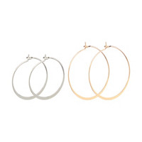 Thin Hoop Earrings, 2 ct