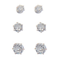 Zircon Stud Earrings, 3 ct