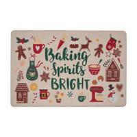 Christmas-Print Cushioned Kitchen Mats, Assorted Designs, 18 in