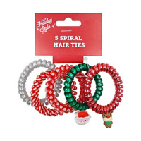 Holiday Style Spiral Hair Ties, 5 ct, Assorted