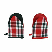 Plaid Red and Green Oven Mittens, 2 Pack