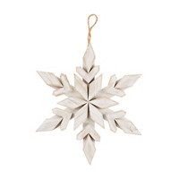 Antiqued White Wooden Snowflake Hanging Wall Decor, 10 in