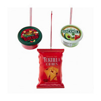 Christmas Decorative Chips, Salsa, & Guacamole Food Ornaments,