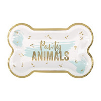 'Pawty Animals' Dog Bone Paper Party Plate