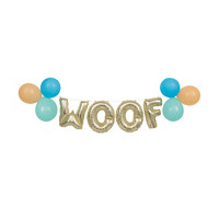 Pawty Animals Gold Foil 'Woof' and Latex Balloon Banner Kit, 10 ft