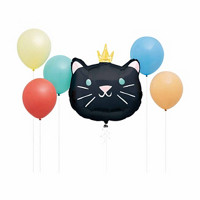 'Pawty Animals' Black Cat Face Foil and Latex Balloon Bouquet Kit