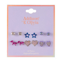 Addison & Olivia Girly 6 Pairs Earrings Set