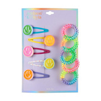 Addison & Olivia Smiley Face Clips and Coil Hair Ties Set