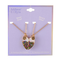 Addison & Olivia Best Friends Heart Necklace Set