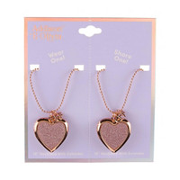 Addison & Olivia BFF Glitter Heart Necklace Duo