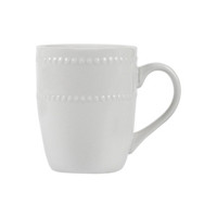 Classic Beaded Mug with Handle, White, 12 oz